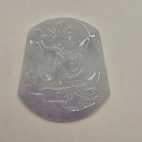 Natural White Carved Jade Jadeite Culture Pendant MING0013