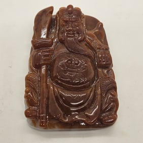 Natural Red Jade Jadeite Culture Carved Pendant MING0020