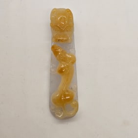 Natural Jade Jadeite Carved Pendant / Belt Hook Koi Fish MING0024