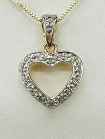 14KT Yellow Gold Natural Diamond Heart Pendant and Chain # 2126