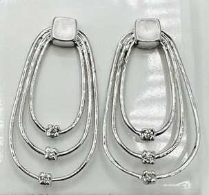 14KT White Gold Pair of Natural Diamond Earrings # 2130