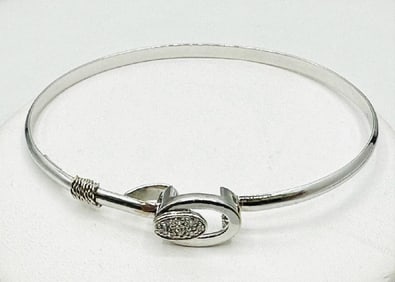 Natural Diamond Bangle Bracelet in 14KT White Gold # 2195