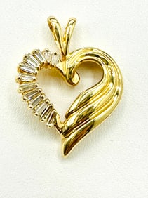 Natural Diamond 14KT Yellow Gold Heart Pendant # 2225