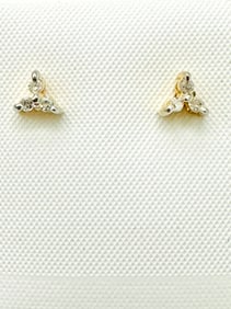 Pair of Natural Diamond Studs Earrings, 14KT Yellow Gold # 2264