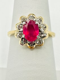 Natural Diamond and Ruby Ring, # 2417