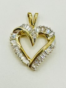 10KT Yellow Gold Natural Diamond Heart Pendant # 2421