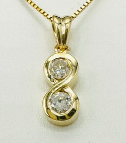 14KT Yellow Gold Natural Diamond Pendant and Chain # 2492