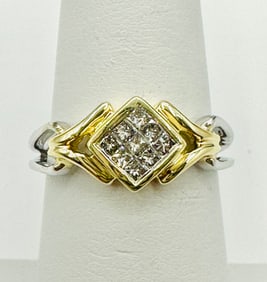 Natural Diamond Ring,14KT Yellow and White Gold # 2495