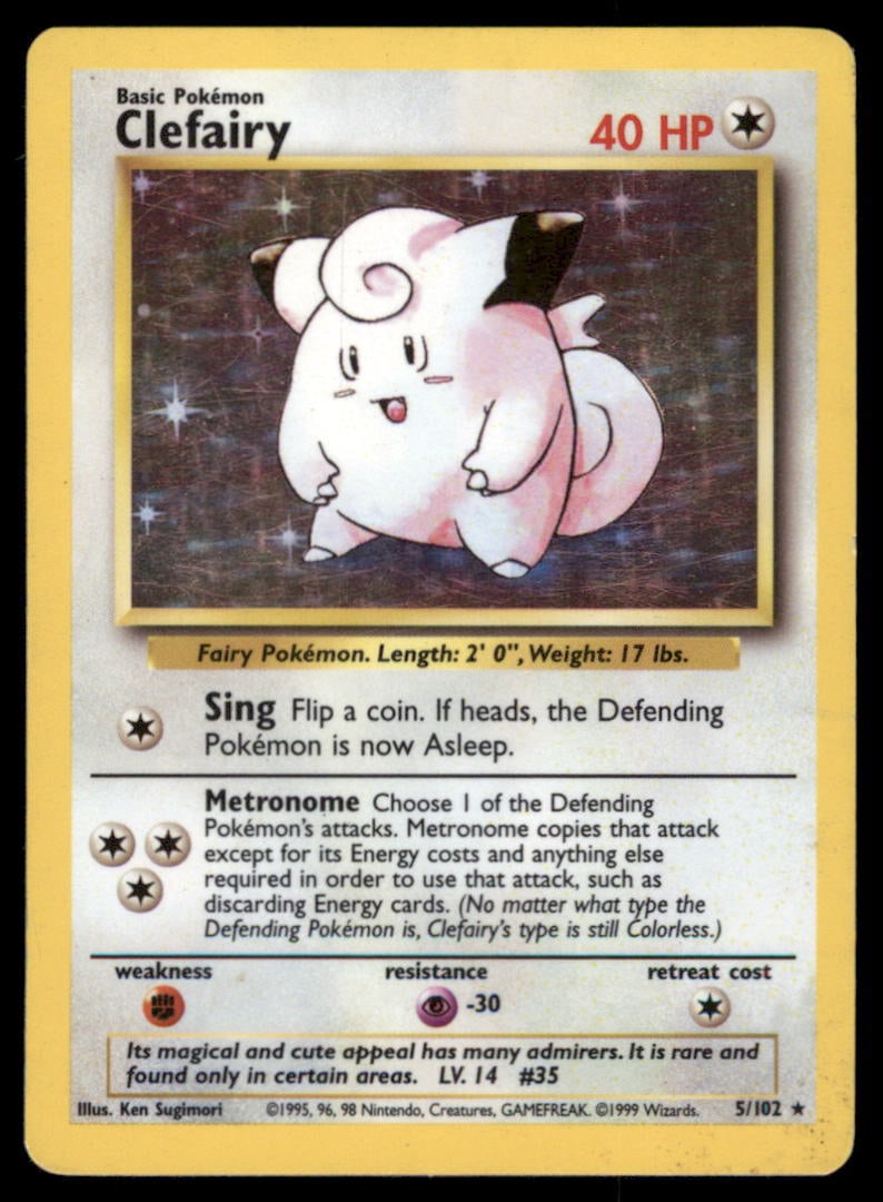 Clefairy Base Set #005/102 Holo Pokemon Card (1 of 2)