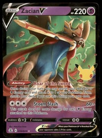 Zacian V Celebrations #016/025 Holo Pokemon Card