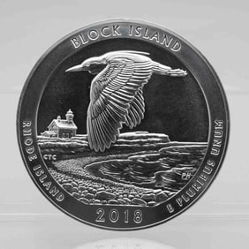 2018 America The Beautiful Block Island 5oz Fine Silver Coin