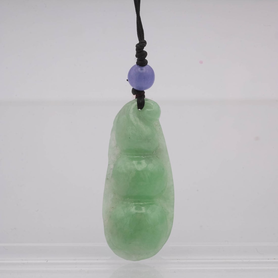 Chinese Hand Carved Type A Natural Green Jade Peapod Pendant (1 of 5)