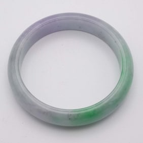 Chinese Green And White Jade Bangle