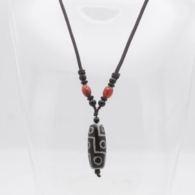 Chinese Tibetan Three Eye Dzi Bead Pendant