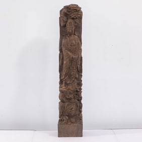 Antique Chinese Carved Wood Guanyin Sculpture