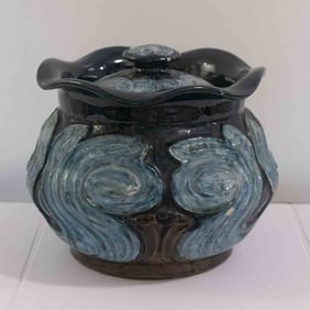 Antique Moller And Bogely Art Nouveau Earthenware Lidded Jar