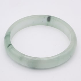 Chinese Green And White Jade Bangle