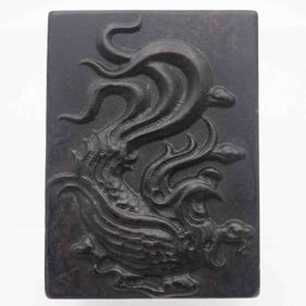 Old Chinese Carved Black Stone Phoenix Plaque Pendant