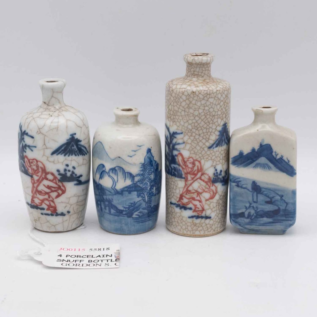 Lot Of 4 Chinese Antique Blue And White Porcelain Snuff Bottles: Medium: Blue And White Porcelain Size: 3.5x1.5x1.5 inches Age/Detail: Lot Of 4 Chinese Antique Condition: great overall, check photo for condition reference. Provenance: Collection from Estate in Trib