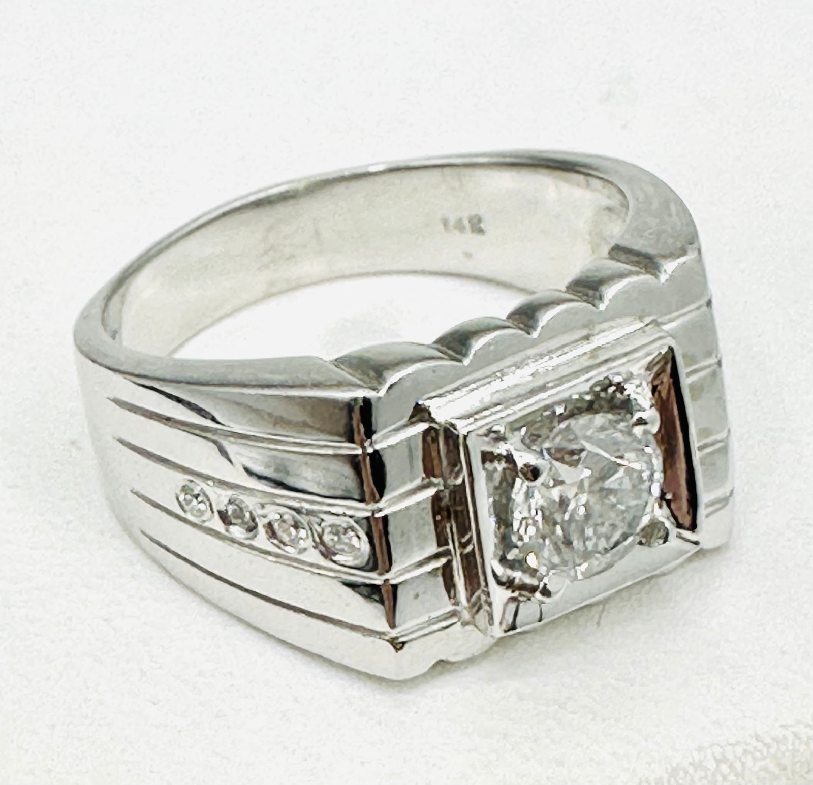 Natural Diamond Men’s Ring, 14KT White Gold # 2301