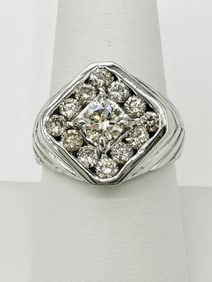 Natural Diamond Men’s Ring, 14KT White Gold # 2304