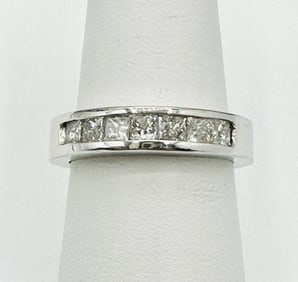 Natural Diamond Band Ring,14KT White Gold # 2372