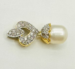 18KT Yellow Gold Pearl Dropped Pendant # 2394