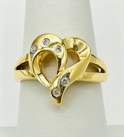 Natural Diamond Heart Ring,14KT Yellow Gold # 2510