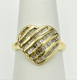 Natural Diamond Heart Ring,14KT Yellow Gold # 2520
