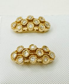 Pair of Natural Diamond Stud Earrings, 14KT Yellow Gold # 2521
