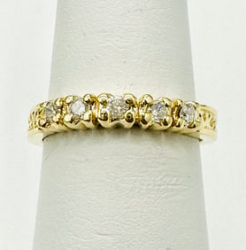 Natural Diamond Band Ring,14KT Yellow Gold # 2529