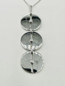 14KT White Gold, Natural Diamond Three Circle Pendant # 2553