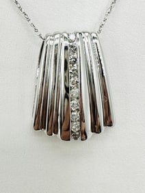 Natural Diamond Slide Pendant and Chain,14KT White Gold # 2554