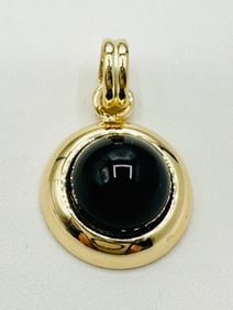 14KT Yellow Gold Onyx Button Pendant # 2560