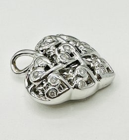 Natural Diamond Heart Pendant, 14KT White Gold # 2566