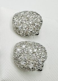 Pair of Natural Diamond Earrings, 18KT White Gold # 2577