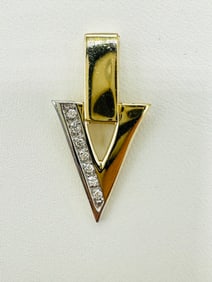 14KT Yellow Gold Natural Diamond “V?? Pendant # 2580