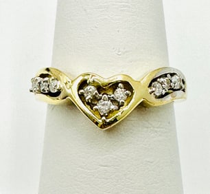 Natural Diamond Heart Ring,14KT Yellow Gold # 2582