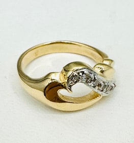 Natural Diamond Heart Ring,14KT Yellow Gold # 2591