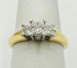 Natural Diamond Engagement Ring,14KT Yellow and White Gold # 2654
