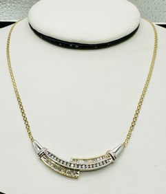 Natural Diamond Necklace, Yellow and White Gold # 2668