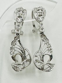 14KT White Gold,Pair of Natural Diamond Earrings # 2697