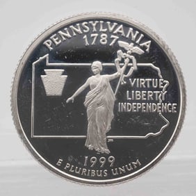 1999 American Proof Silver Quarter Pennsylvania
