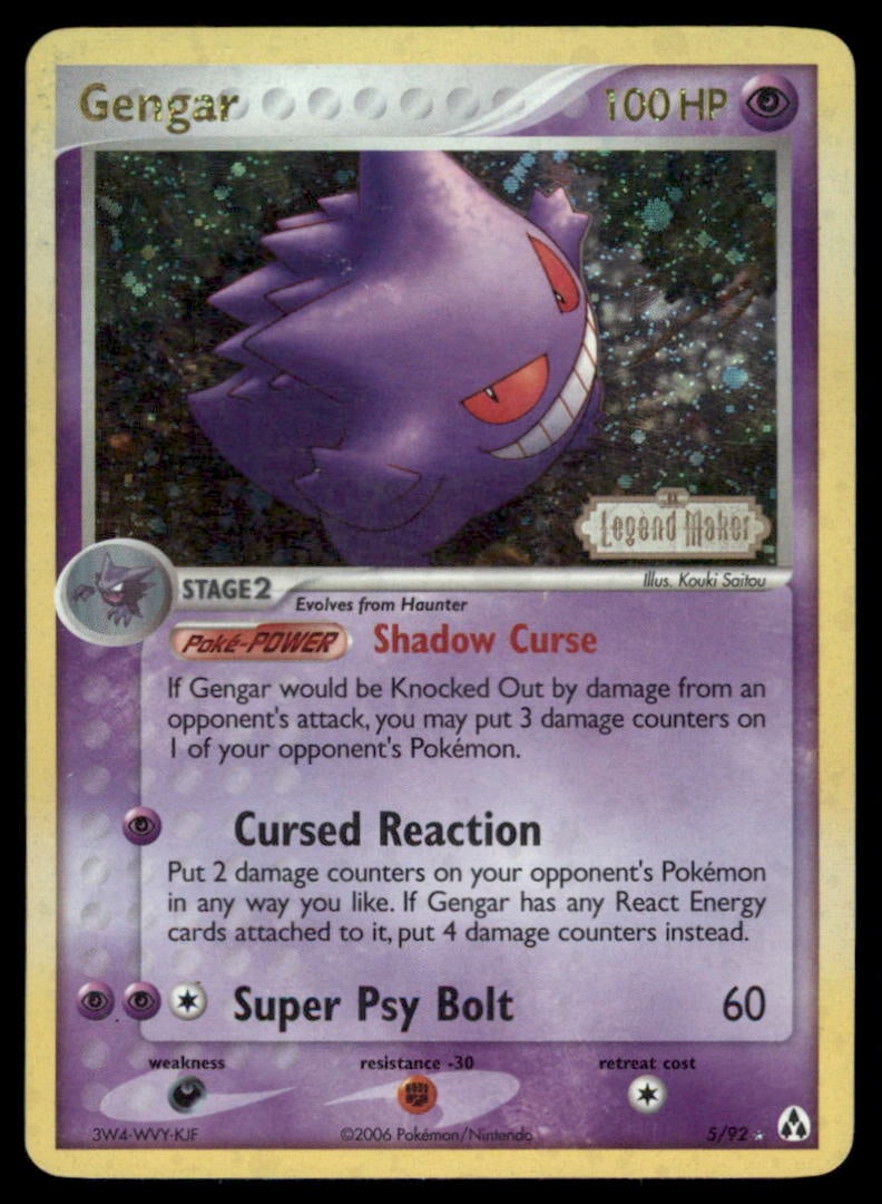 Gengar Stamped Legend Maker #5/92 Holo Pokemon Card: We offer combined shipping on multiple items. Buyers may also arrange their own shipping. LiveShipping is a separate and independent option for shipping that is NOT a part of the auction house or thei