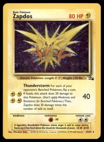 Zapdos (15) Fossil #15/62 Holo Pokemon Card