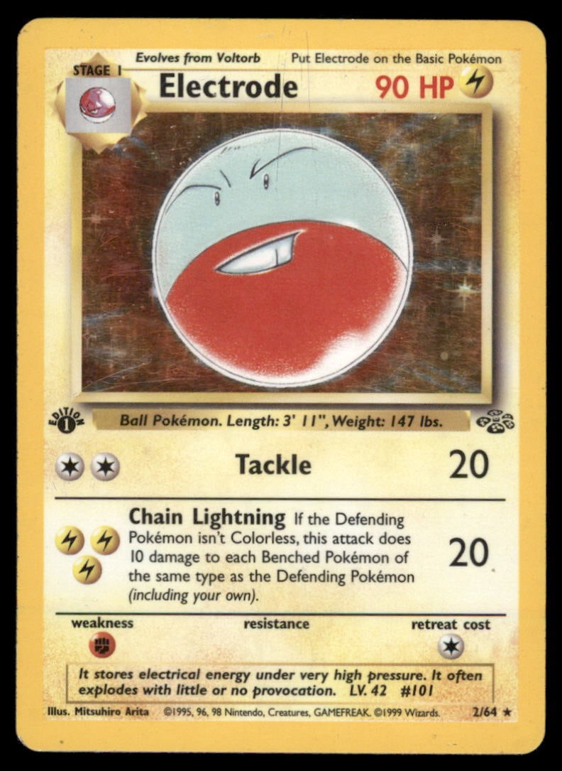 Electrode 1st Ed. Jungle #02/64 Holo Pokemon Card: We offer combined shipping on multiple items. Buyers may also arrange their own shipping. LiveShipping is a separate and independent option for shipping that is NOT a part of the auction house or thei