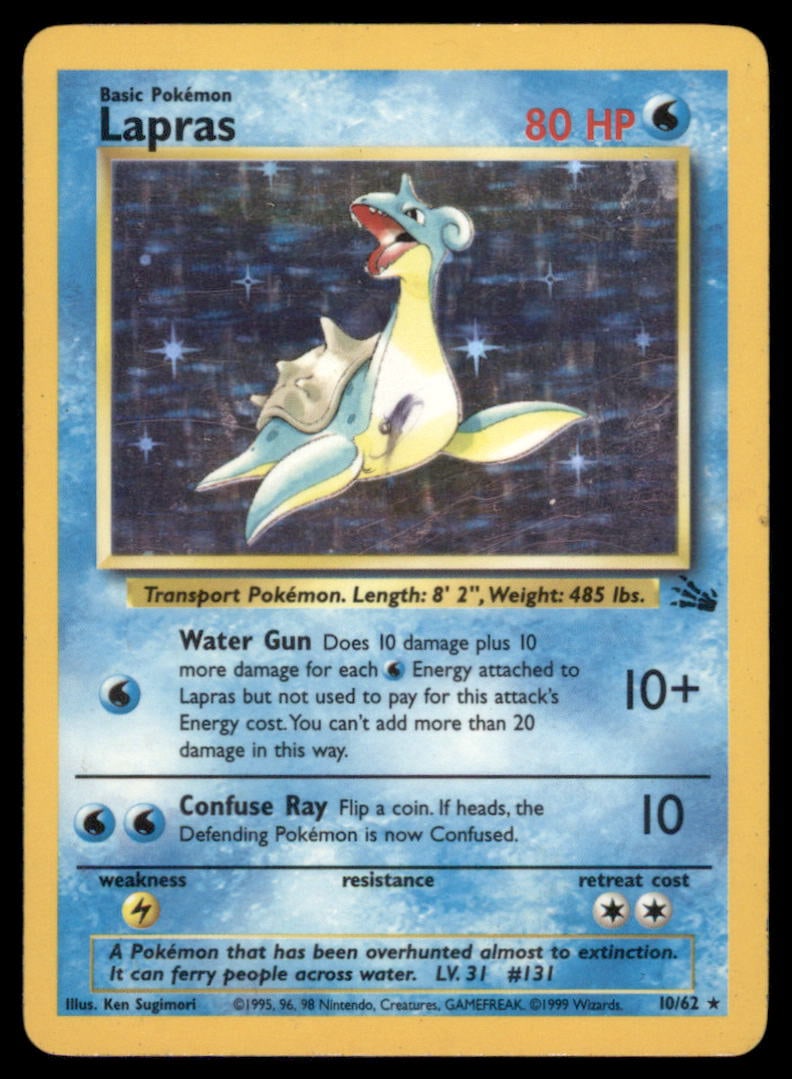 Lapras (10) Fossil #10/62 Holo Pokemon Card: We offer combined shipping on multiple items. Buyers may also arrange their own shipping. LiveShipping is a separate and independent option for shipping that is NOT a part of the auction house or thei
