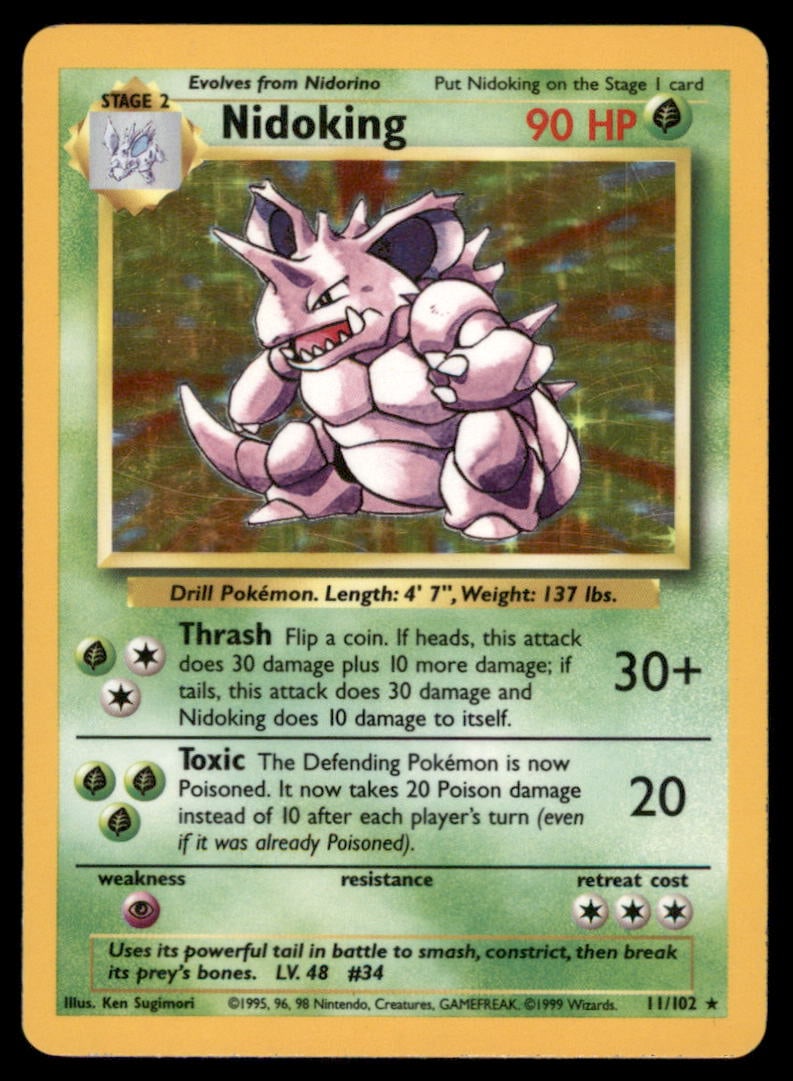 Nidoking Base Set #011/102 Holo Pokemon Card (1 of 2)
