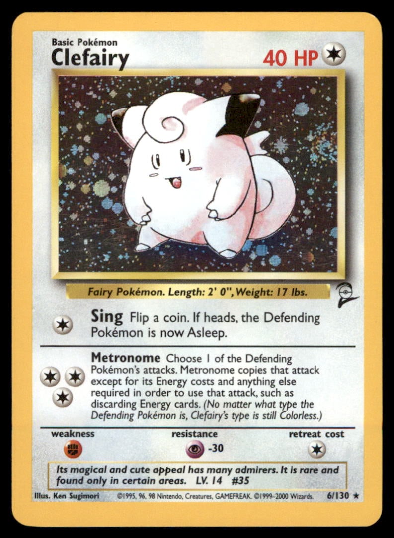 Clefairy Base Set 2 #006/130 Holo Pokemon Card (1 of 2)