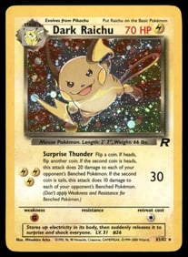 Dark Raichu Team Rocket #83/82 Holo Pokemon Card